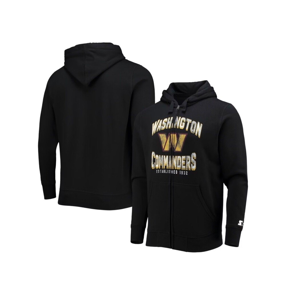 New Mens M / L Washington Commanders Starter Post-Season Full-Zip Hoodie - Black
